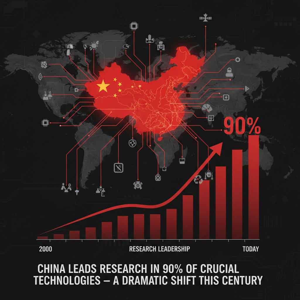 Китай лидирует почти по 90% ключевых технологий